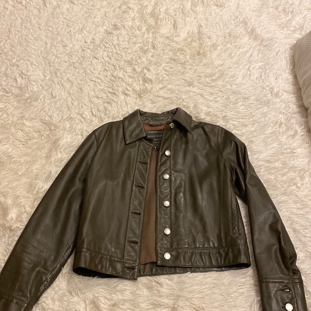 Banana Republic Women’s Olive Green, 100% Genuine Leather Jacket, Xs,Fully Lined